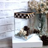 Courtly Checked Vintage Glass Jar Vintage Glass Canister 2 small