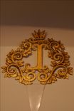 Cake Topper Wedding Initial Leaf Crown One Color Two Side Hand Drawn Graphic Custom Example 5 small