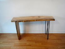 Free Form Edge Console / Sofa Table / Live Edge / Mid Century Modern / Hairpin Legs 2 small