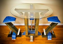 Custom Wood Metal Upholstered Bar Stool Hightop Chair 5 small