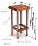 Industrial Bar Stool - Counter Stool - Island Stool - Reclaimed Wood And Steel Square Legs 5 small