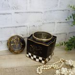 Courtly Vanity Storage Checked Cotton Ball Jar Checked Tea Tin 4 small