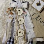 Honey Bee Rag Bow Vintage Lace Tassel Wall Decor Mirror Decor Door Hanger 1 small