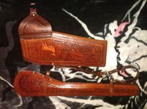 Custom 2 Piece Lined Leather Rifle Case Hand Made Tooled Fits Lever Action Rifles No Scope 1 small