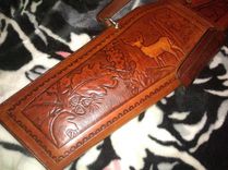 Custom 2 Piece Lined Leather Rifle Case Hand Made Tooled Fits Lever Action Rifles No Scope 4 small
