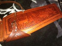 Custom 2 Piece Lined Leather Rifle Case Hand Made Tooled Fits Lever Action Rifles No Scope 5 small