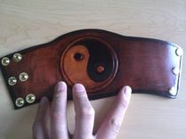 Yin & Yang Bracelet Cuff Large Steampunk Hand Made And Tooled Custom Fit 5 small