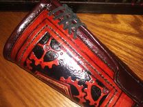 Large Steampunk Cuff With Fur Lining Hand Made And Tooled Custom Fit Medieval Armor Larping Cowboy Cuff 4 small