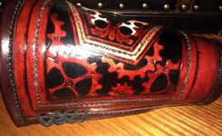 Large Steampunk Cuff With Fur Lining Hand Made And Tooled Custom Fit Medieval Armor Larping Cowboy Cuff 5 small