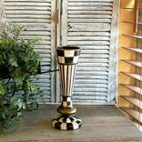 Elegant Checks Vase Hand Painted Black And White Checked Decor Whimsical Vase 3 small