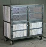 Reclaimed Wood Liquor Cabinet/Bar Cart. Steel. White Washed Wood. Vintage Industrial. 1 small