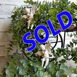 Hand Painted Chippy White Cherub Ornaments Set/2 Clip On Towel Curtain Decor 1 small