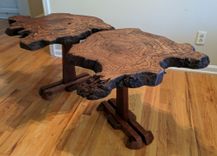 Rare Chestnut Root Burl And Sapele Custom Made Side Tables Modern Rustic Chic 2 small