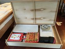 King Sized Cherry Bed With Curly Maple Headboard And Large Storage 3 small