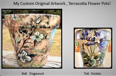 Humming Bird Gifts, Custom, Flower Pots, Hand Painted, Pottery Anniversary 3 small