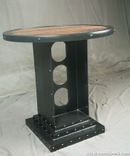Vintage Industrial Bistro Table. Rustic Bar Table. Reclaimed Wood. Round Table. 6 small