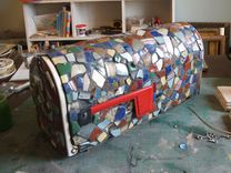 Broken China Mosaic Mailbox - Handmade Pottery Tiles 3 small