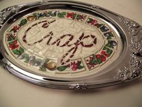 Broken China Mosaic Serving Tray - You Say The Word 2 small