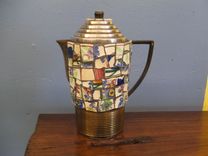 Mosaic Silver Teapot Decorated With Broken China 2 small