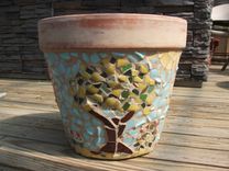 Extra Large Terra Cotta Planter - Broken China Mosaic 3 small