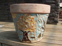Extra Large Terra Cotta Planter - Broken China Mosaic 4 small