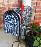 Blue Willow Broken China Mosaic Mailbox 5 small