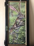 Handpainted Jack Rabbit On Vintage Cabinet Door 4 small