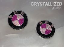 Pink Bmw Crystallized Roundel Car Emblem Bling Genuine European Crystals Bedazzled 1 small