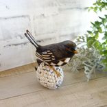 Vintage Checked Songbird Figurine Hand Painted Black And White Checks Decor 4 small