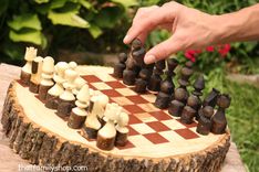 Rustic Wood Log Chess Set 3 small