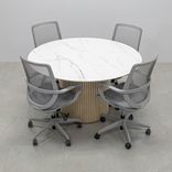 Round Shape Custom Conference Table, Engineered Stone Top - Aurora Meeting Table 5 small