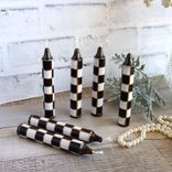 Black And White Checks Candles Set/6 Checkered Candles Buffalo Check Candles 2 small
