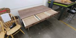 Mid-Century Modern Solid Walnut Three-Drawer Desk 3 small