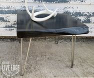 Live Edge Coffee Table- Black- Satin- Steel Legs- Industrial- Modern- Natural Wood- Contemporary 4 small