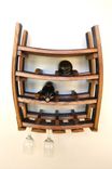 Hanging Wine And Glass Rack - Loire - Made From Retired California Wine Barrels 6 small