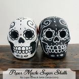 Wedding Cake Toppers Paper Mache Skulls Day Of The Dead Red Roses Decoration 1 small