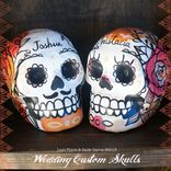 Custom Paper Mache Skulls Day Of The Dead Wedding Cake Toppers 1 small