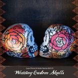 Custom Paper Mache Skulls Day Of The Dead Wedding Cake Toppers 4 small