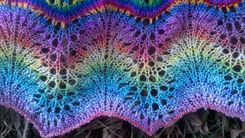 Rainbow Pi Shawl - Handspun & Handknit 1 small
