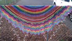 Rainbow Pi Shawl - Handspun & Handknit 2 small
