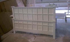 White Bed Frame, Chifforobe, 2x End Tables, Entertainment Center 2 small
