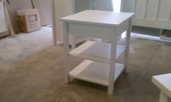 White Bed Frame, Chifforobe, 2x End Tables, Entertainment Center 3 small