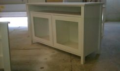 White Bed Frame, Chifforobe, 2x End Tables, Entertainment Center 5 small