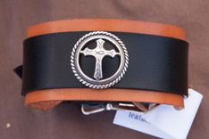Leather Cuff Bracelets Cross Christian 1 small