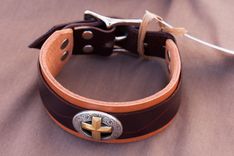 Leather Cuff Bracelets Handmade Christian Cross 2 small