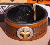 Leather Cuff Bracelet Christian Theme 1 small