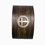 2in Wide Black Distressed Leather Cuff Christian Cross 1 small