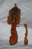 Hand Carved Wild Cherry Salt Cellar With Stone Lid. 3 small