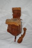 Hand Carved Wild Cherry Salt Cellar With Stone Lid. 4 small