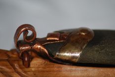 Hand Carved Wild Cherry Salt Cellar With Stone Lid. 5 small